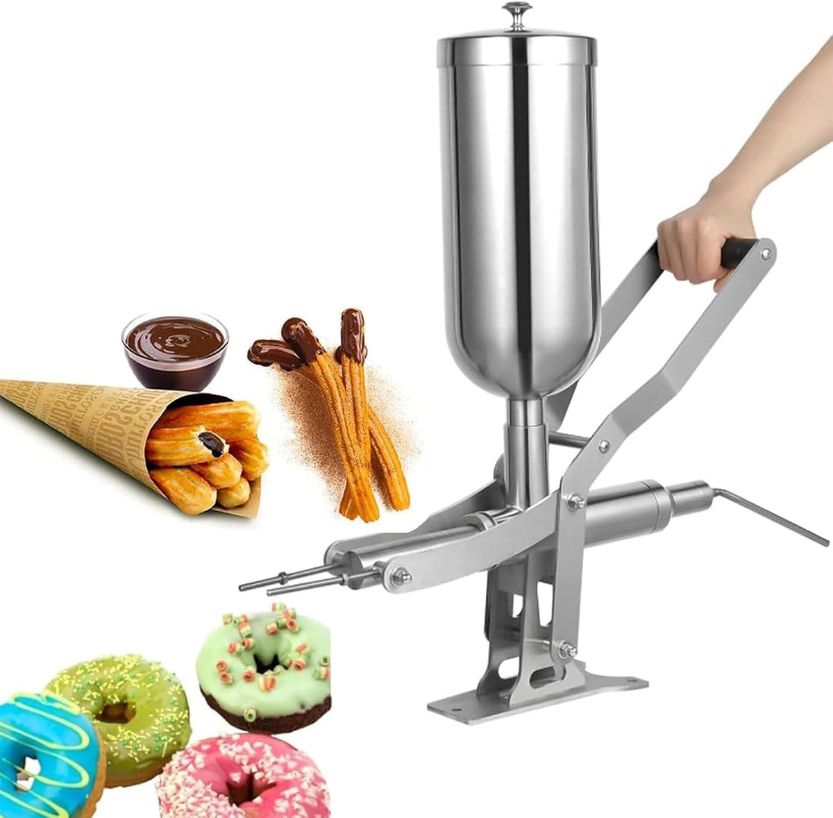 PweKzxt Machines à donuts, 5 L, Noir, Machine à Garnir Les Churros Aux Fruits Latins avec De La Confiture