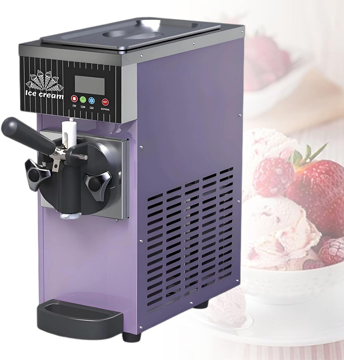 DzkZen sorbetière, 450 W, Violet, Machine à Glace Professionnelle, Professionnelle Mono-Parfum, Autonettoyante en Un Clic