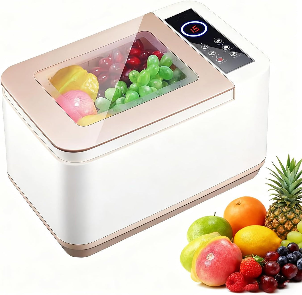 Lave Nettoyants cuisine, 10 L, Noir, -légaste de Fruits Portable, Capacité et nettoyant à microbubbles pour Le Riz de Fruits de mer de Viande