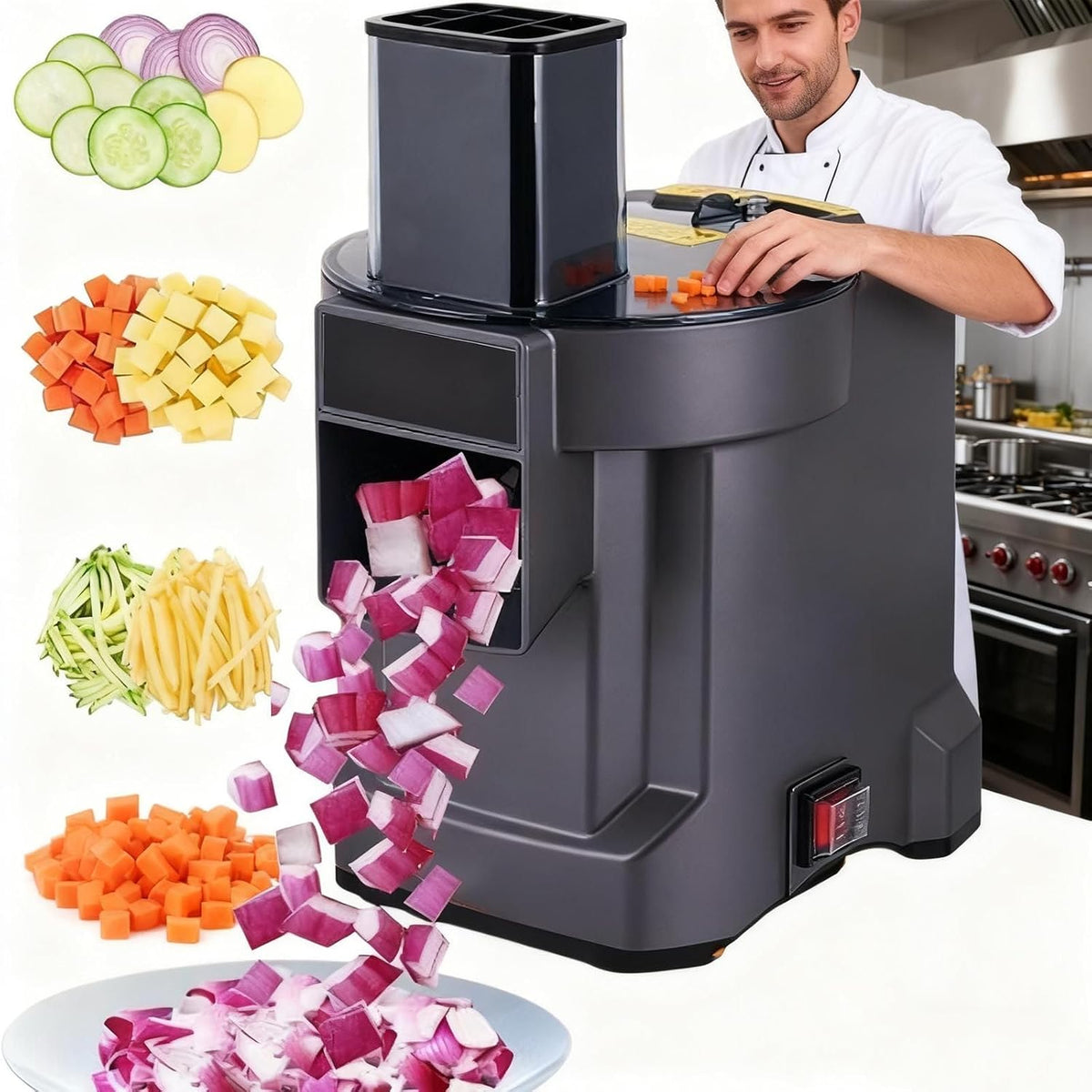 lealovengzh trancheuse électrique, 100 W, Noir, Coupe-LéGumes éLectrique 3 en 1 AméLioré : Trancheuse, Coupe-LéGumes en Lamelles