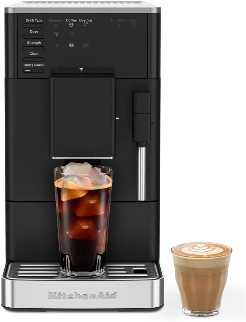 KitchenAid machine à café, 18 bar, Noir, KF2 5KES8452 automatique avec fonction Iced Coffee, broyeur IntelliGrind