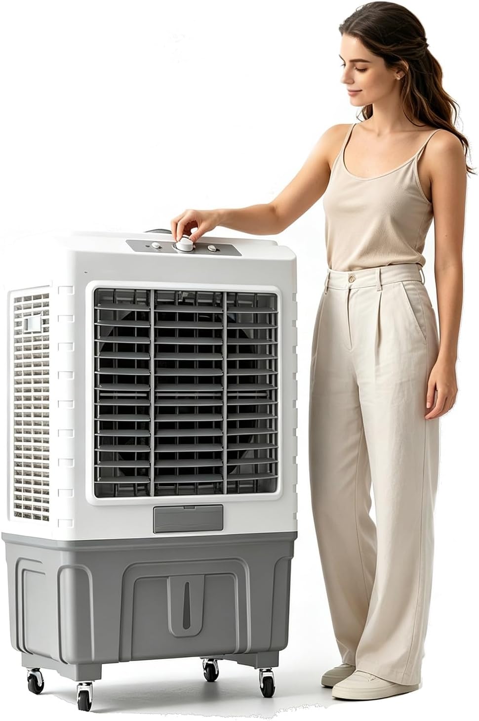 PQXQZ rafraîchisseur d'air, Gris, Par évaporation à Usage Commercial, Industriel à évaporation avec 3 Vitesses de Ventilation