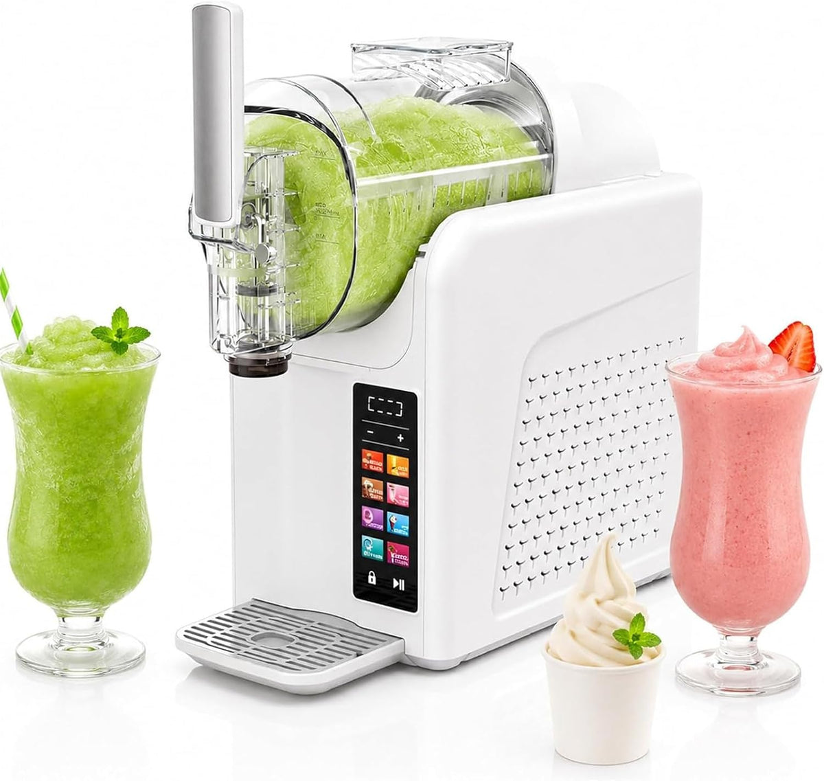 GYQSSD sorbetière, 398 x 190 x 407 mm, 2 L (2000 ml), 185 W, Blanc, Machine à Granita 7 en 1, Professionnelle