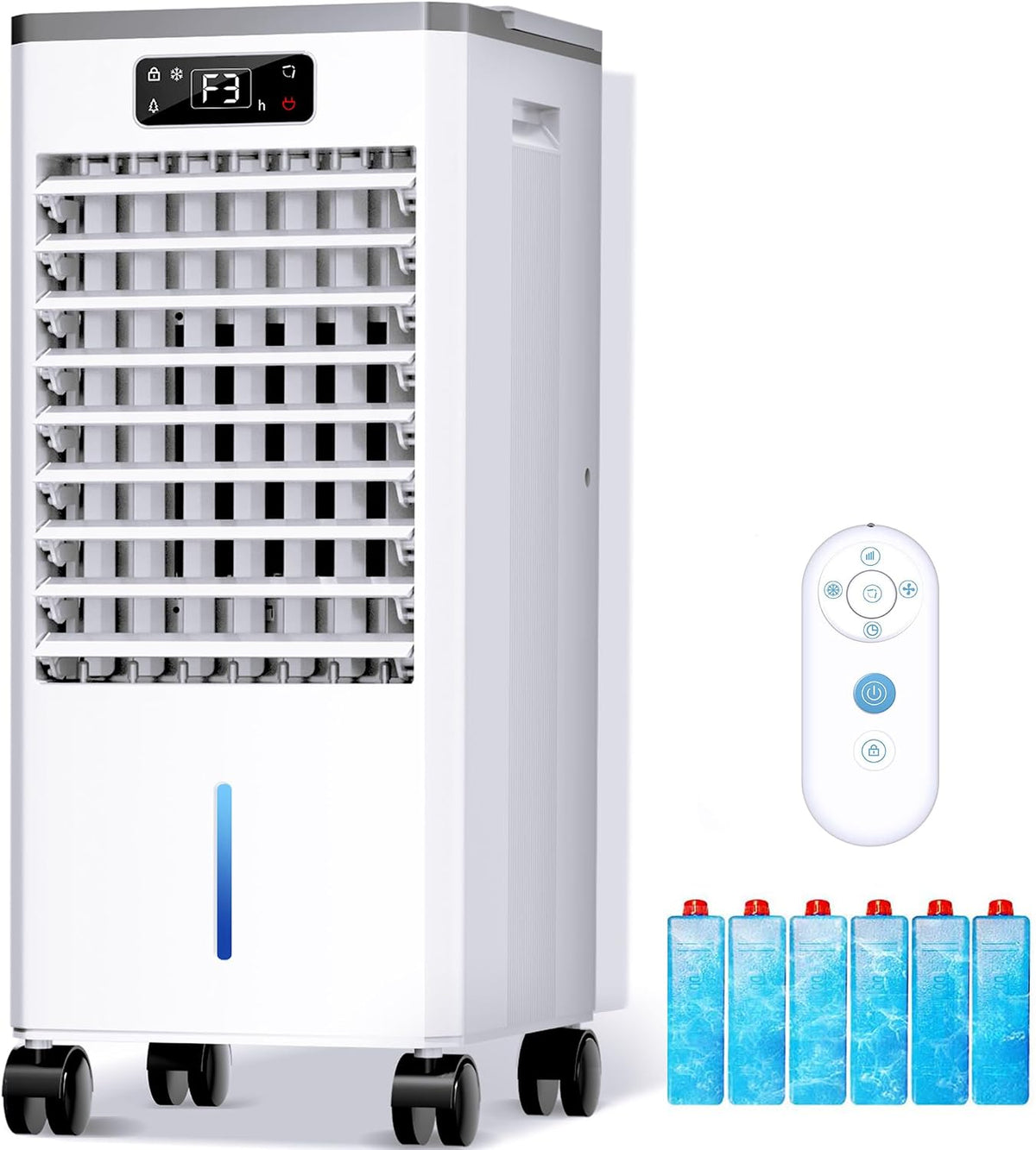 climatiseur portable WICOLO, 7,7 litres, Blanc, refroidisseur d'air par évaporation avec 3 modes et 3 vitesses