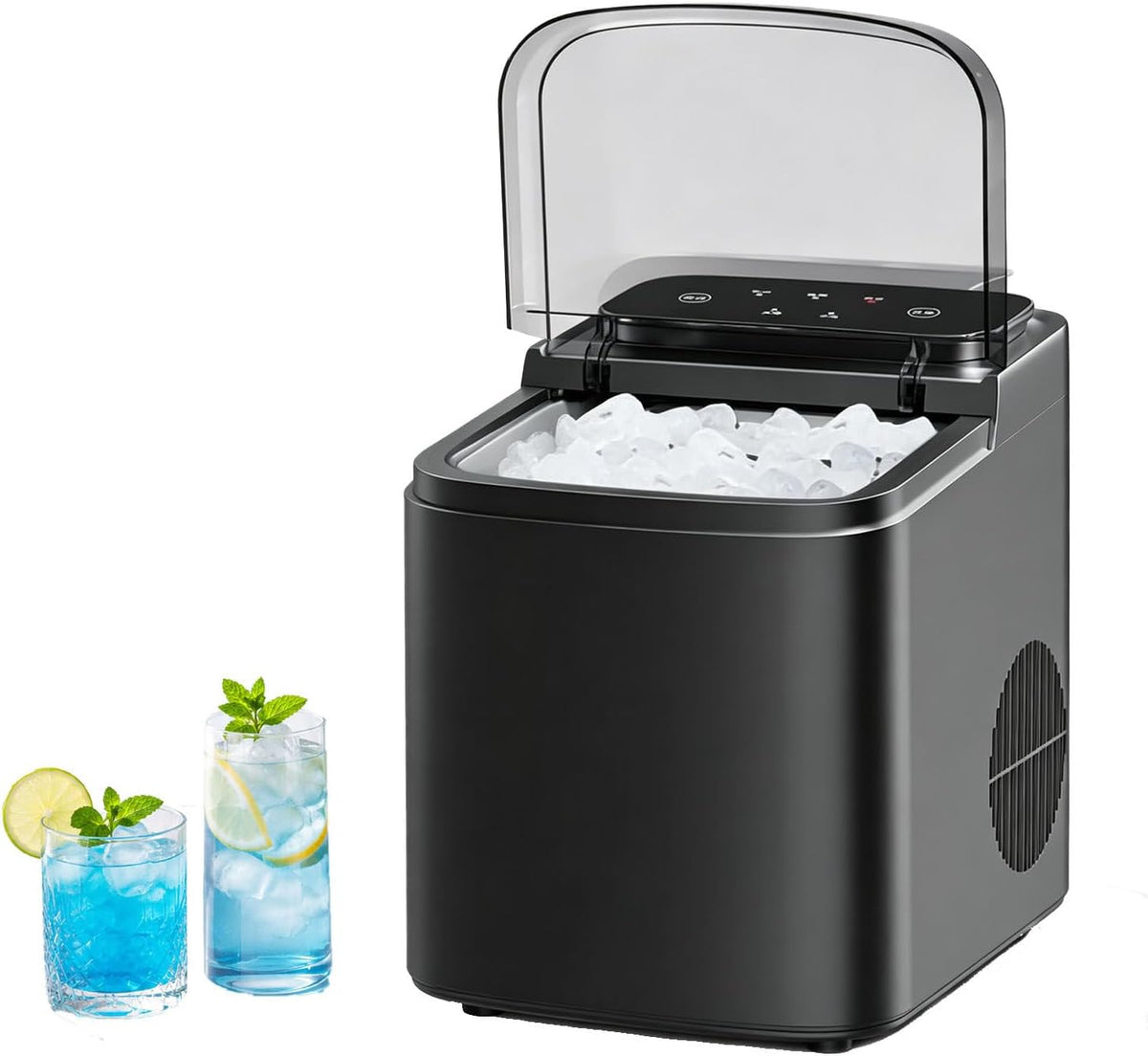 DUMIPME machine à glaçons, 95 W, 220 V, Gris mat, de comptoir, Deux Tailles de glaçons, Modèle autonettoyant