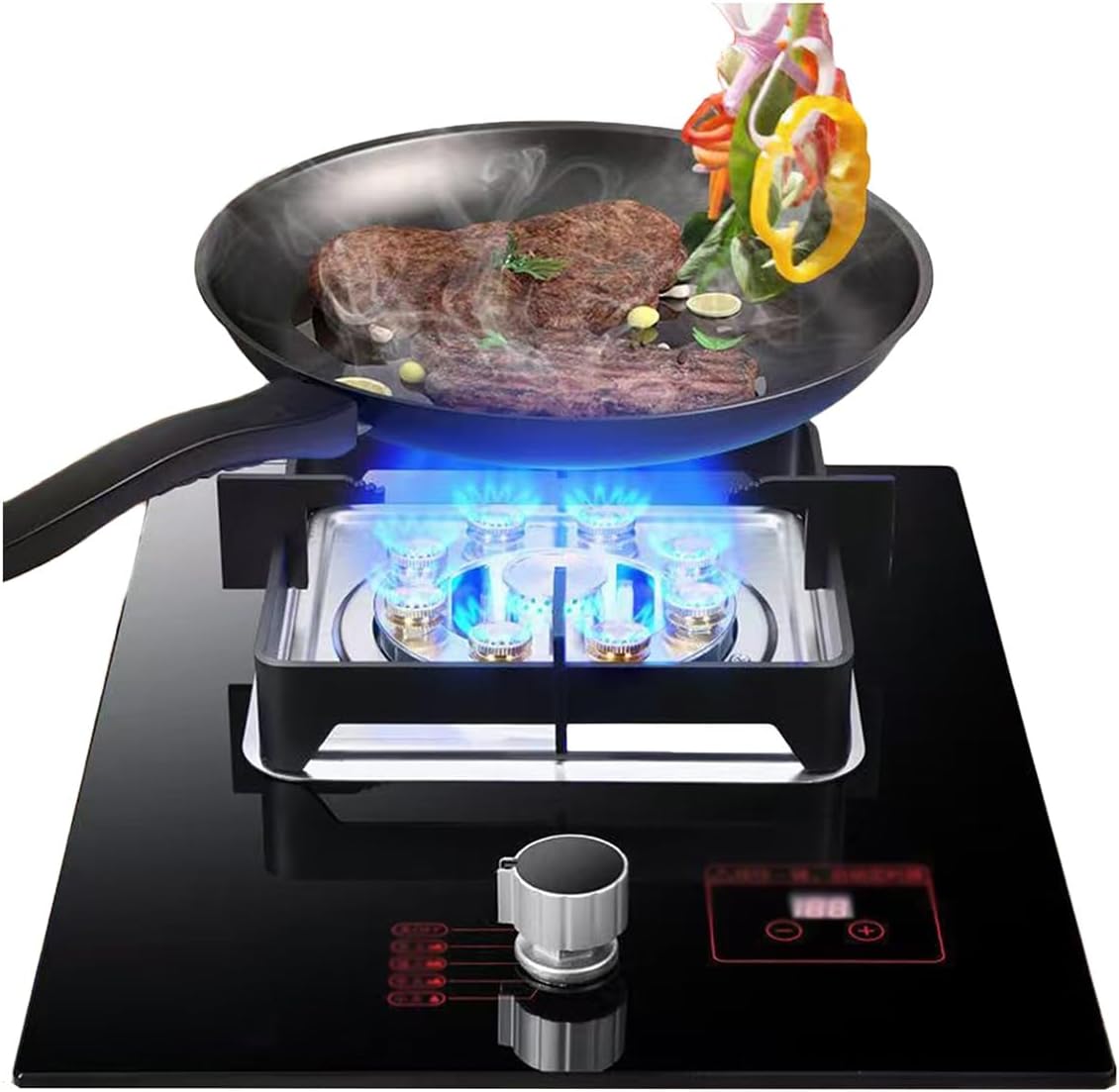 Cuisinière Plaques de cuisson, 5,2 Kw, Argenté, À Gaz 1 Brûleur, Comptoir 9 Cavités, Au GPL/gaz Naturel En Acier Inoxydable
