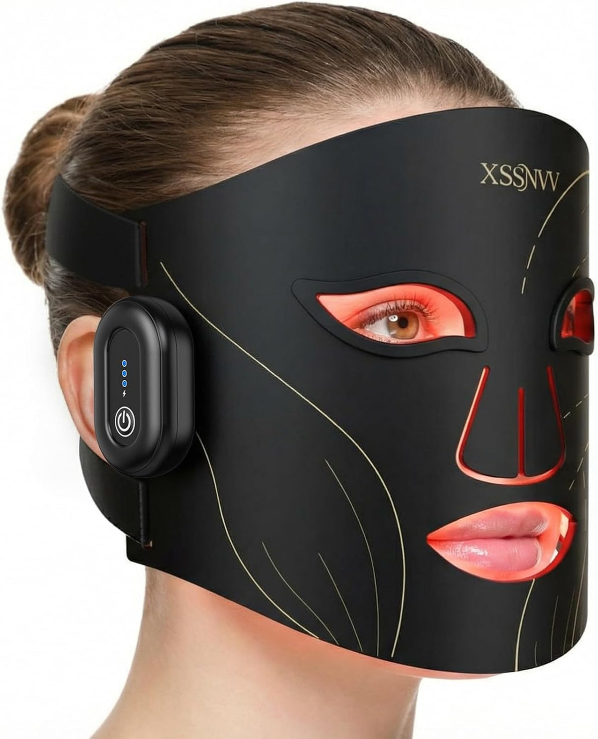 XSSNVV Masques, Rouge, Masque LED Visage Sans Fil avec Refroidissement, 4 Modes Masque Luminothérapie Lumière & Infra 850 nm
