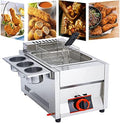 Dyqyym Friteuses, Argenté, Friteuse à gaz commerciale, double friteuse en acier inoxydable