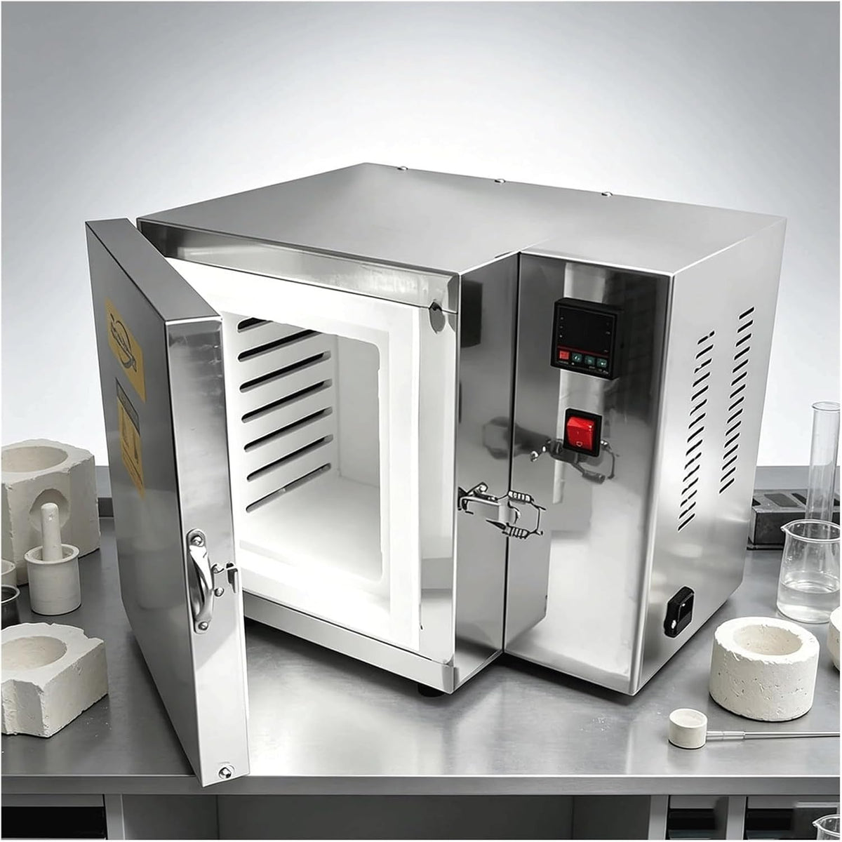 Kiboom Mini fours, 1500 W, Noir/Argenté, Four De Dégraissage Électrique Haute Température, Four Électrique