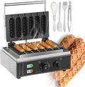 pealiritansemen gaufrier, 1550 W, Noir, Machine À Muffins pour Hot-Dogs, Machine À Hot-Dogs Commerciale, 6 s Antiadhésifs