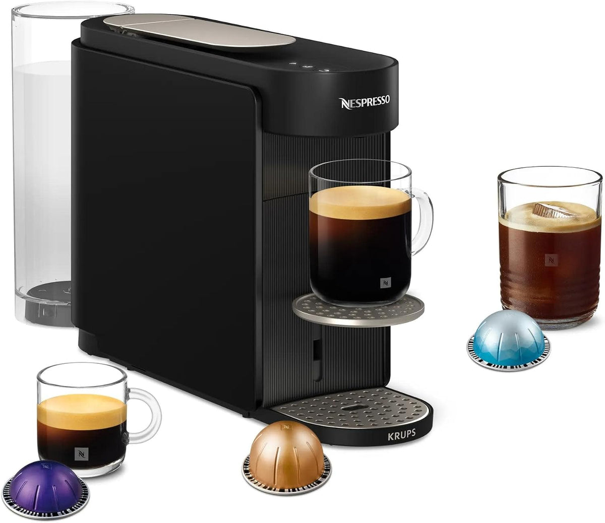 Nespresso machine à café, Noir/Argenté, KRUPS Machine à capsules VERTUO UP Noire YY5859FD