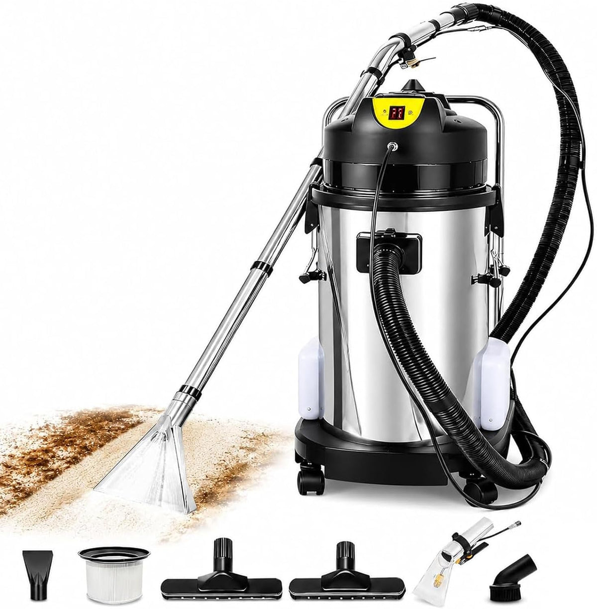 canapé AETEREOS, 1034 W, 40 L, Noir, Shampouineuse Tapis Aspirateur Eau, Shampouineuse Professionnel