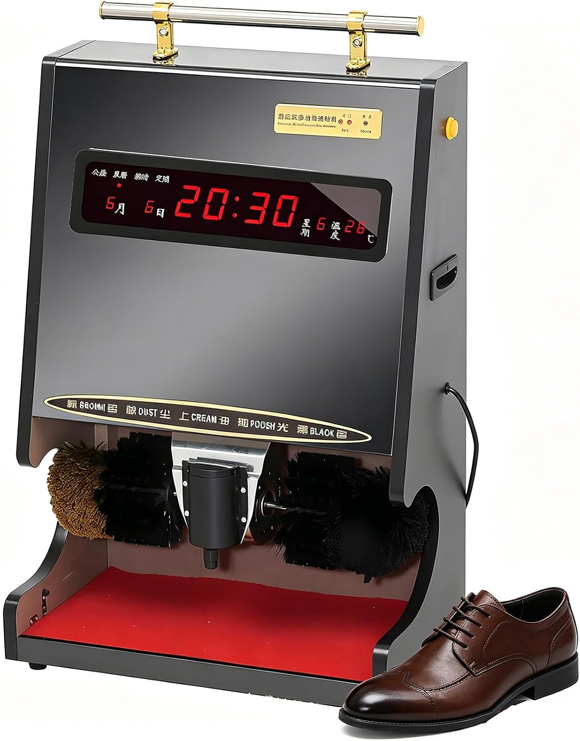 Beachtiful Cirages pour chaussures, Calendrier perpétuel, 85 × 50 × 30 cm, 100 W, 110 V/220 V, Acier inoxydable, Jaune, Noir