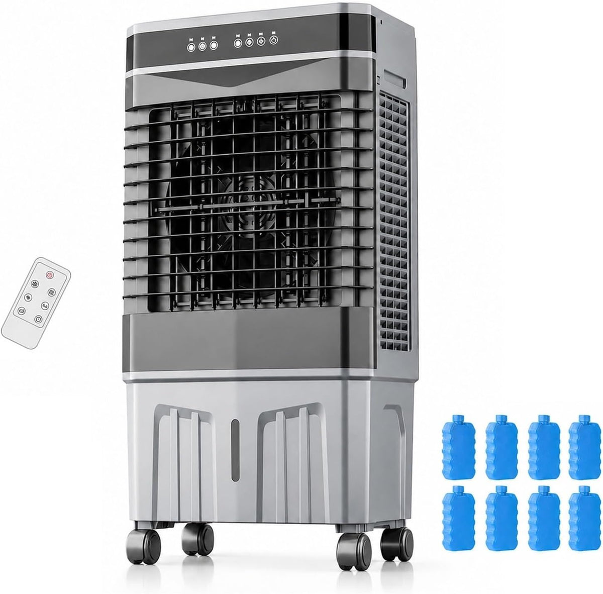 WAMJ AQDY climatiseur portable, 40 dB, 70 L, 80 cm, Gris, Rafraîchisseur d'Air Évaporatif Portable 50- avec 8 Pains de Glace