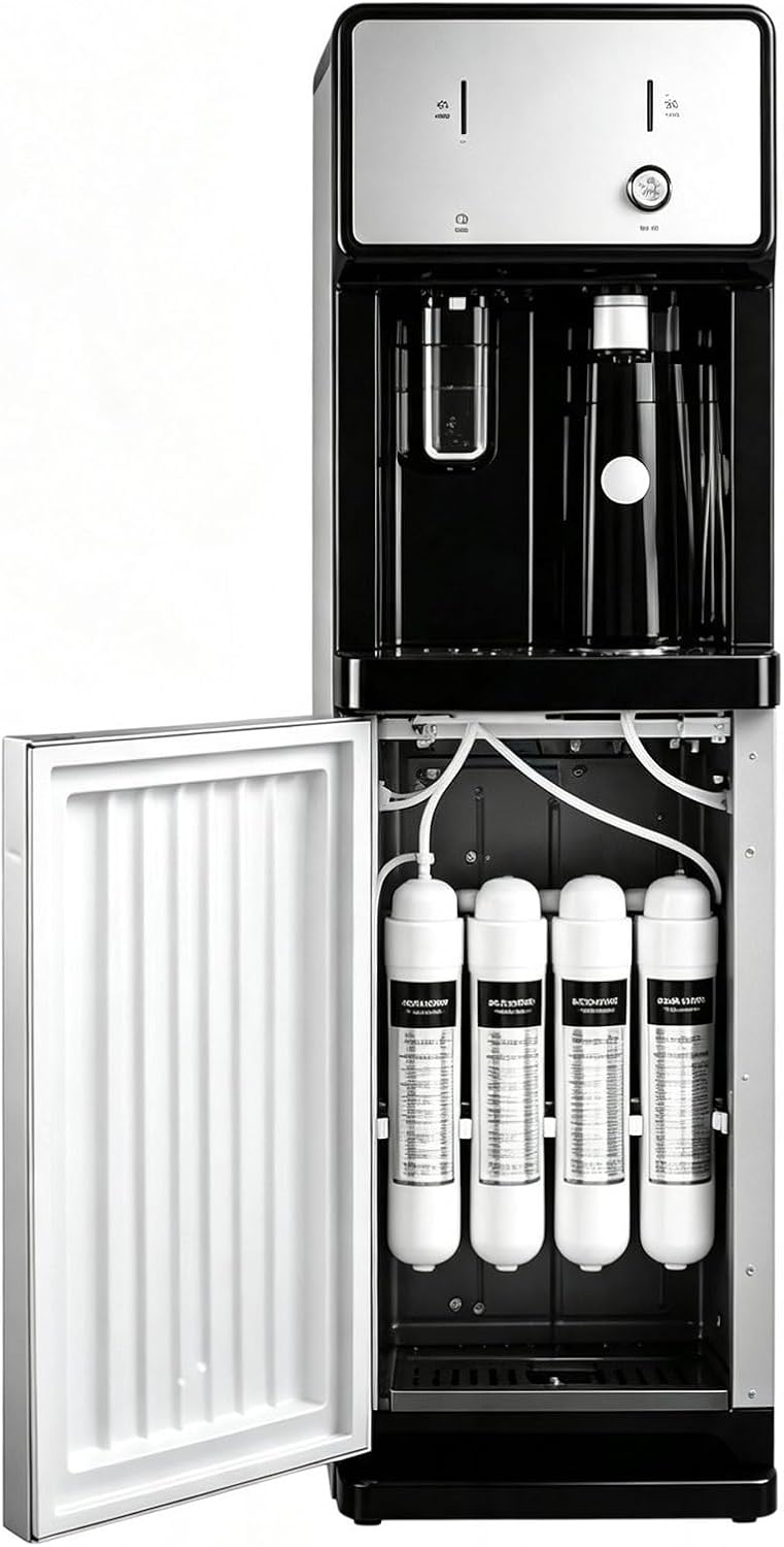 Distributeur Distributeurs d'eau chaude et froide, Noir, d'eau Raccordement Réseau, Filtration 4 Étapes Chaud/Froid
