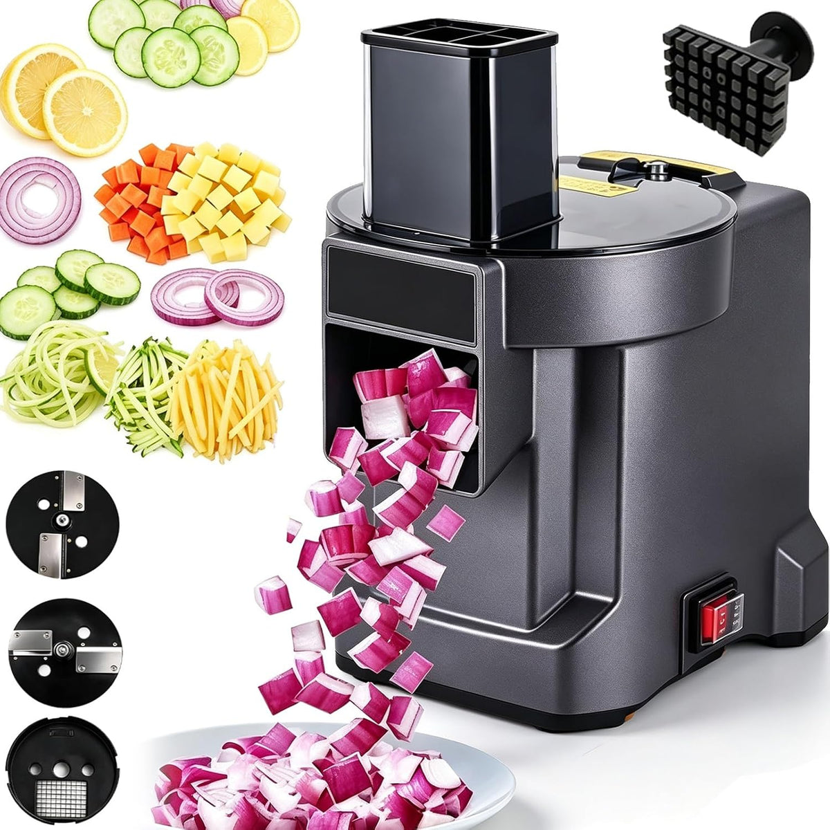 Troqullium trancheuse électrique, 100 W, 100 V-240 V., Noir, Hachoir à légumes électrique, robot culinaire commercial