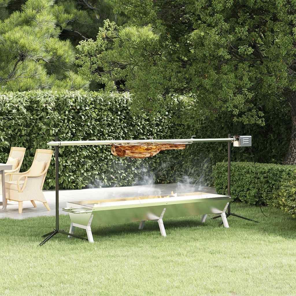 GeenYuu Grills électriques d'extérieur, 158 x 42 x 31 cm (L x l x H), 207 x 45 x 83 cm, 40 kg, acier inoxydable., argenté