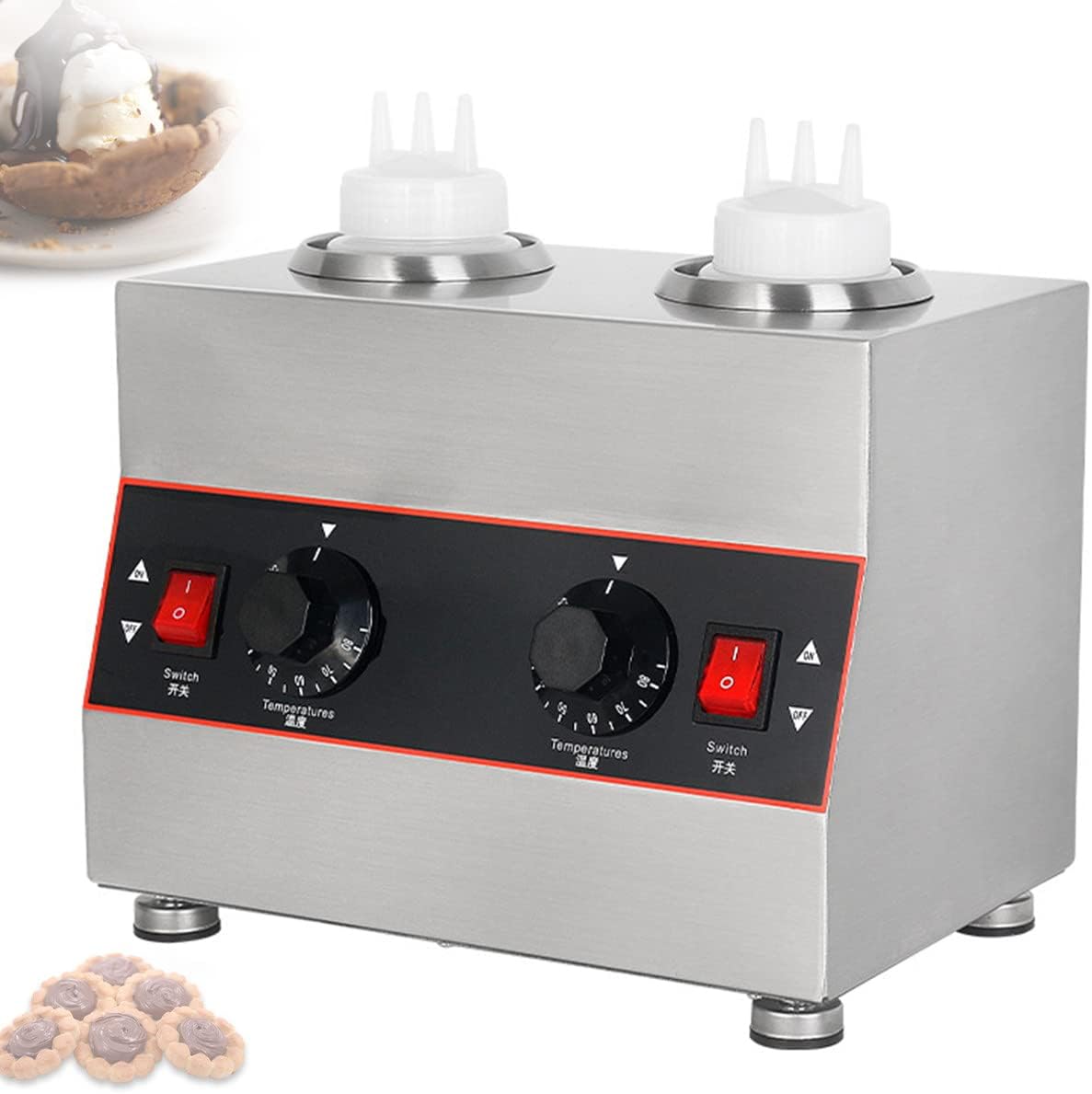 JYHUHGRG blender, 650 ml x 1/2/3, 1 g, Acier inoxydable, Noir, Chauffe-sauces électrique Professionnel, Chauffe-Chocolat Chaud