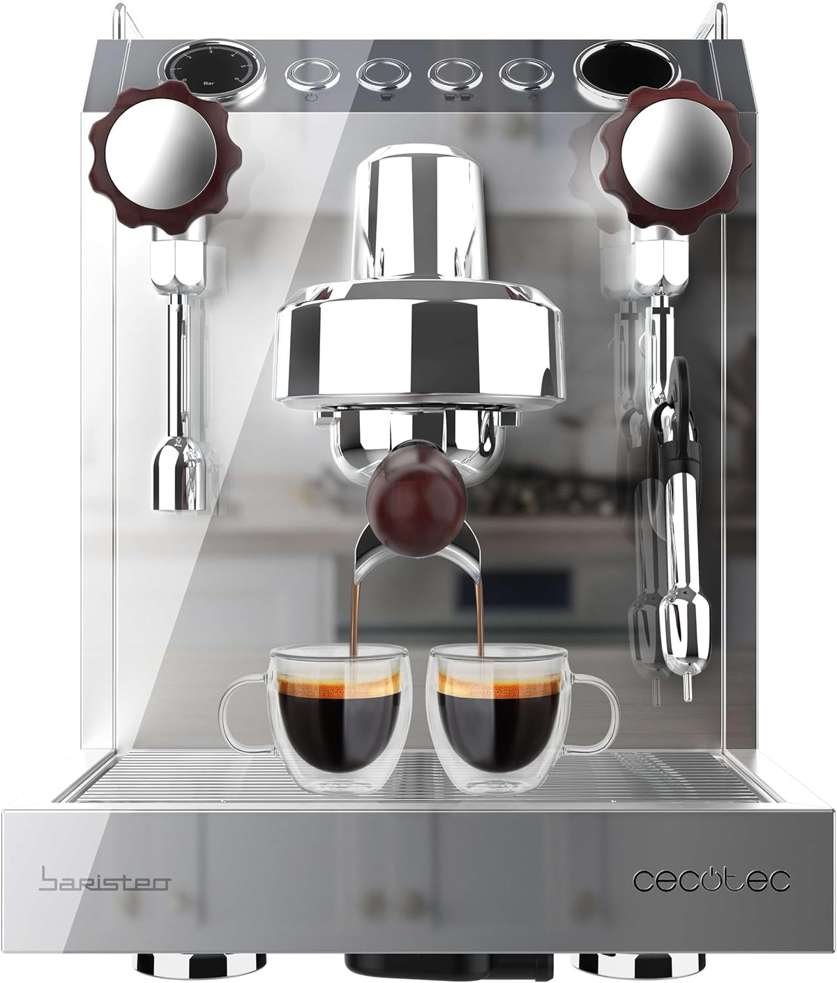 Cecotec Machines expresso à vapeur, 2,5 L, 1 L, Argenté, Réservoir Amovible, Pompe Italienne 15 Bars, Contrôle PID