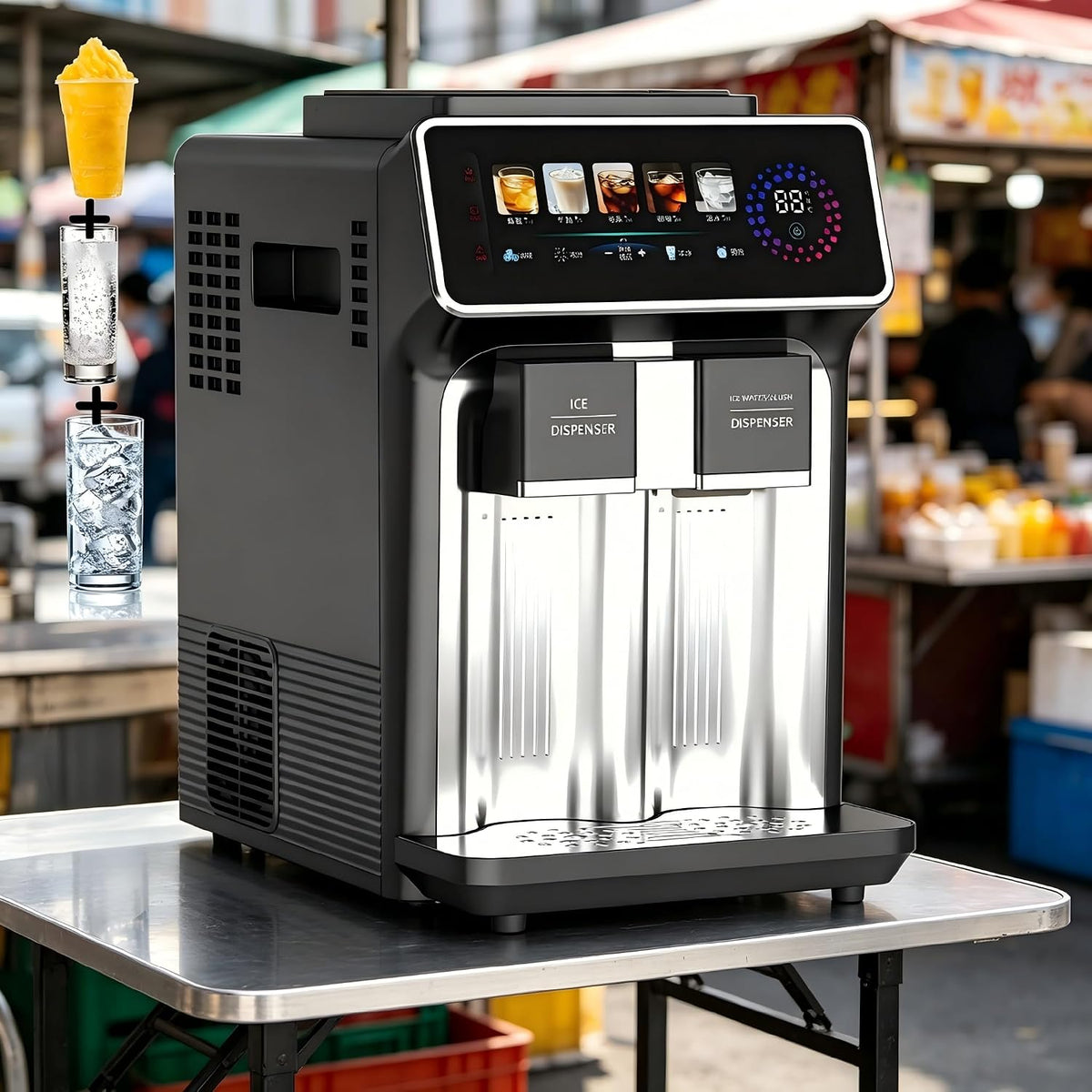 WANGYYDS machine à glaçons, Gris, 3 en 1 avec Glace Gray