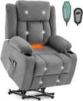 LEADZM Fauteuils relaxants, Gris, Fauteuil Releveur Électrique Relax avec Fonction Massage et Chaleur