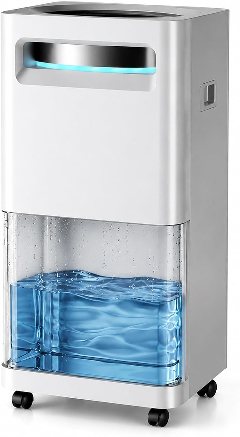 Cplsntaeam déshumidificateur, 80 L, Blanc, /j Compact Pour chambre, salle de bains et sous-sol, Affichage numérique de l'humidité