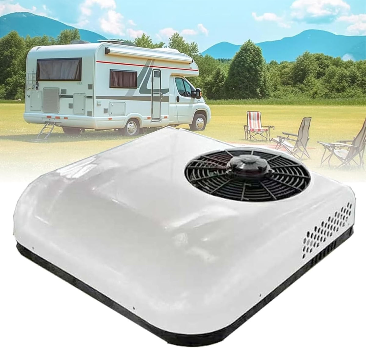 RayGenius Climatiseurs, 850 W, 24 V/12 V, 12 V, 24 V, blanc, Climatiseur Pour Camping-Car, Climatiseur De Toit Pour Camping-Car