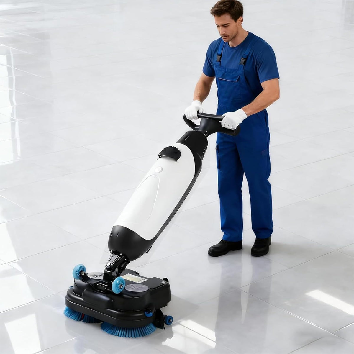 Kindevieft Balais-laveurs, Blanc, Laveuse et autolaveuse de sols Professionnelle, capacité de Couverture de 13 000 pi²/h