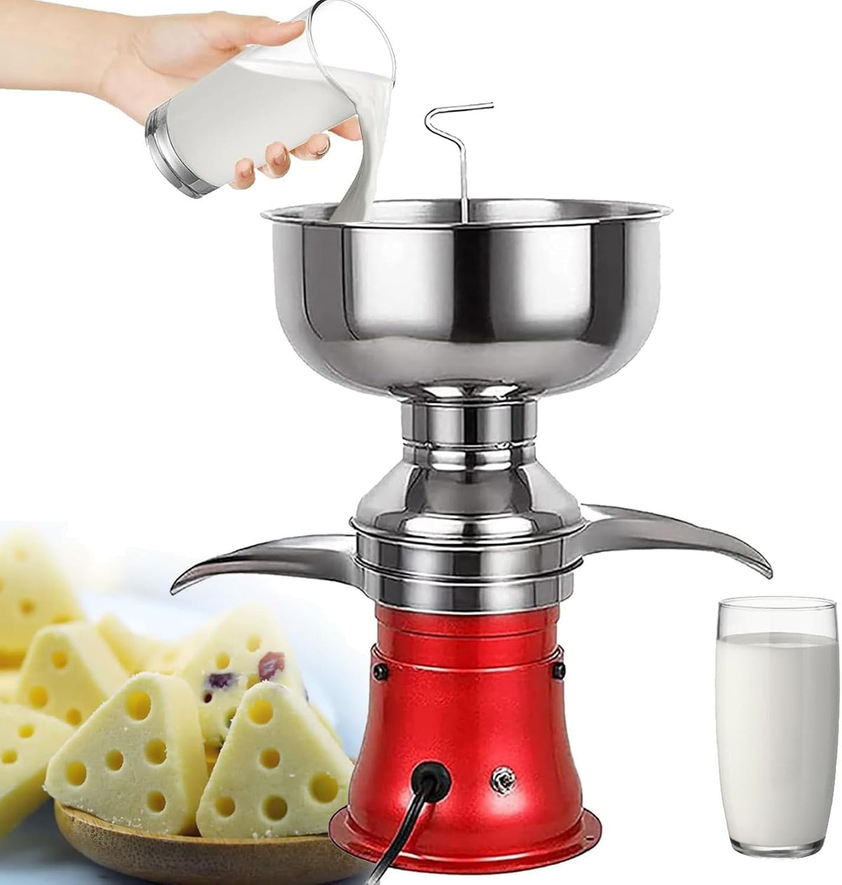 RoyceBee centrifugeuse, 480 × 320 × 225 mm, 200 W, acier inoxydable, Noir, SéParateur de CrèMe/Lait éLectrique pour Lait de Vache