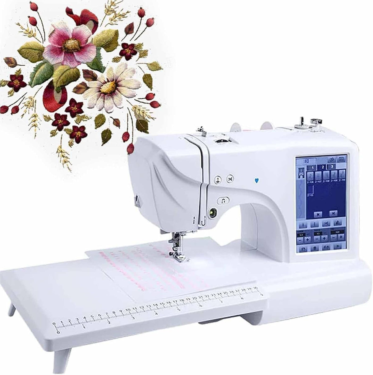 DDZJTPP machine à coudre, 45 W, corps en alliage en aluminium + structure en acier, Noir, Broderie, 210 Lettres Intégrées Et 30 Bordures Motifs