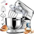KUCCU robot pâtissier, 1500 W, 7 L, Argenté, Robot Patissier, double poignées Robot Pétrin Professionne, 6 Vitesses + P avec Crochet