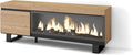 Skraut Home cheminée électrique, 107 cm de large, 32 cm de haut., 34w., Marron, Meuble TV, Banc Télé, Grand Espace de Rangement