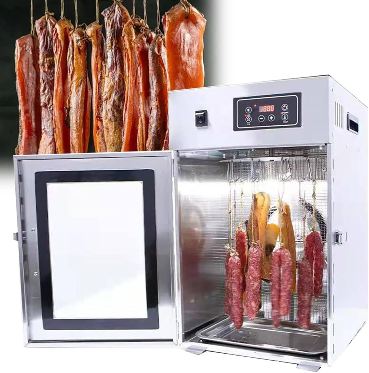 ZXINXIN déshydrateur alimentaire, 800 W, 110 V/220 V, Argenté, Commercial de Grande Taille, Armoire de séchage en Acier Inoxydable pour Viande séchée