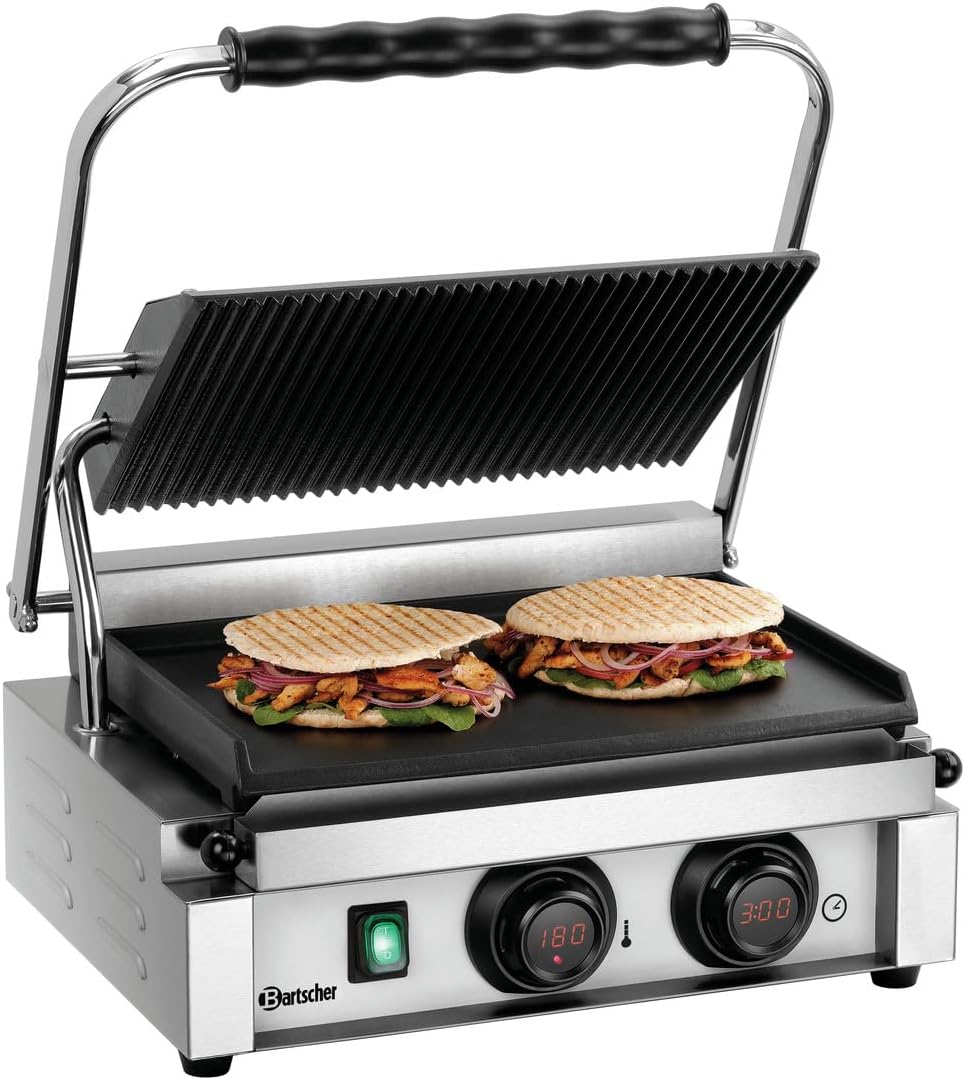 Bartscher Grills électriques, 340 x 220 mm, Noir, Grill professionnel à panini Électronique