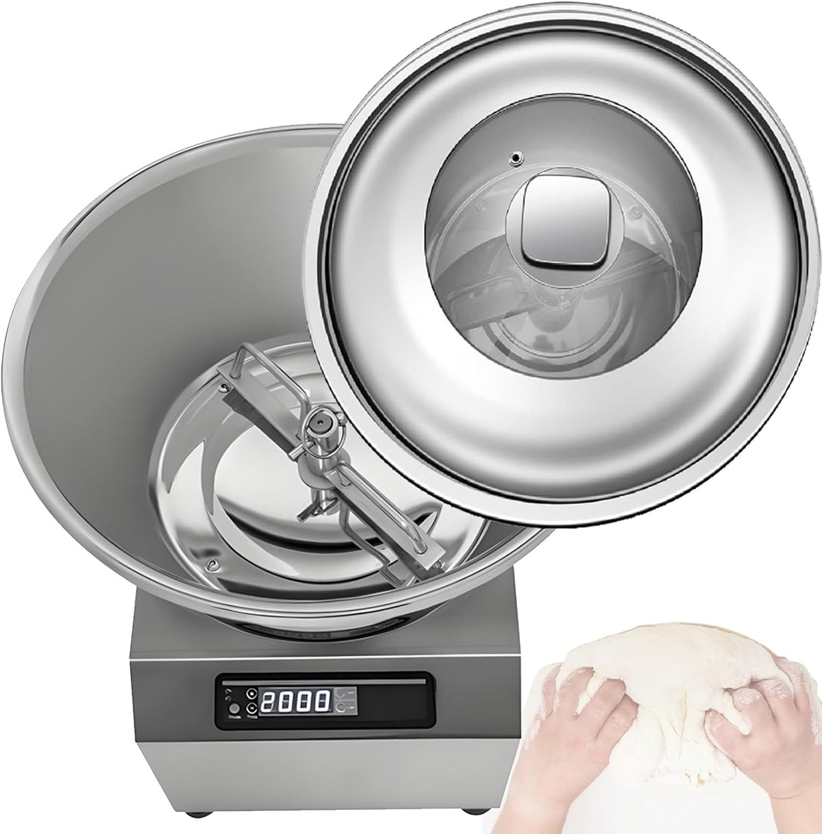 VFMVOYNZ Batteurs sur socle, 5 kg, 8 kg, 5 kg, Transparent/Argenté, Pétrin électrique / avec couvercle transparent et rotation avant/arrière