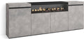 Skraut Home cheminée électrique, 200x75x35 cm, Noir, Buffet Salon et Cuisine, Meuble de Rangement, 4 Portes