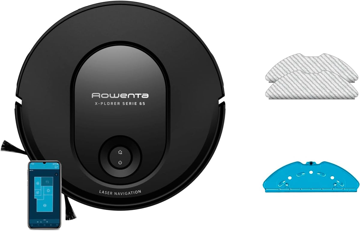 Rowenta robot aspirateur, 7.8 cm, 18 mm, Noir, - X-Plorer Serie 65 Laveur Laser