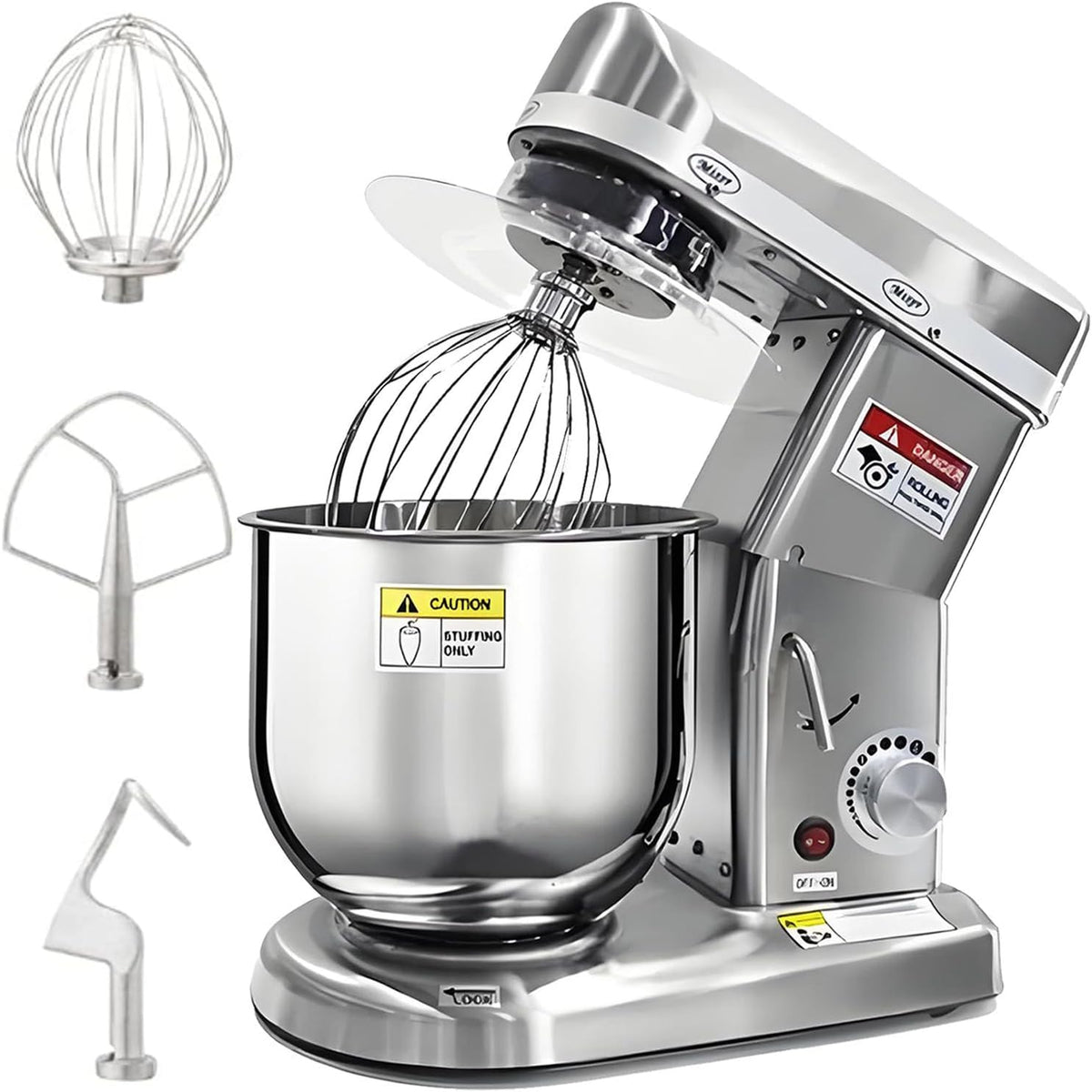 Cashwise robot de cuisine, 5 L / 7 L / 10 L, 350 W / 500 W / 500 W, 10 L, Argenté, Robot pâtissier professionnel avec minuterie