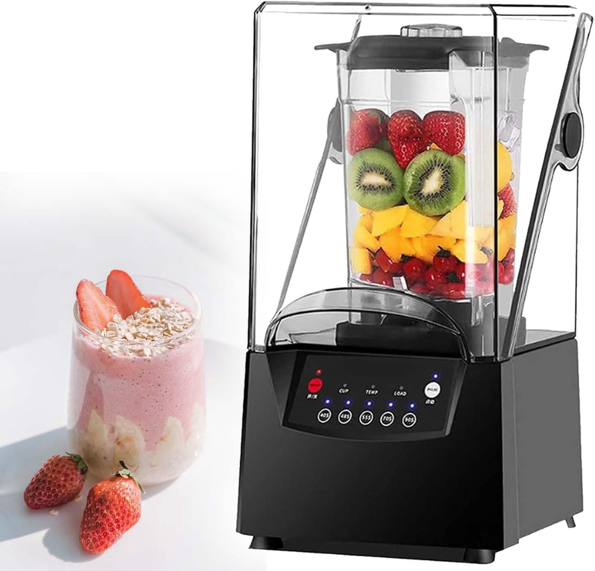 CUTANGELAR blender, 200 x 210 x 580 mm, 2 L, 2 200 W, 110 V/220 V, 75 dB, Argenté, 6 Lames Inox 17000 tr/min Concasse Glace