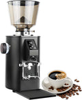 vnmudzeo Moulins électriques à meules, 350 W, 64 Mm, 453 G, Argenté/Noir, Moulin à Café Professionnel, Meule Plate en Acier Inoxydable