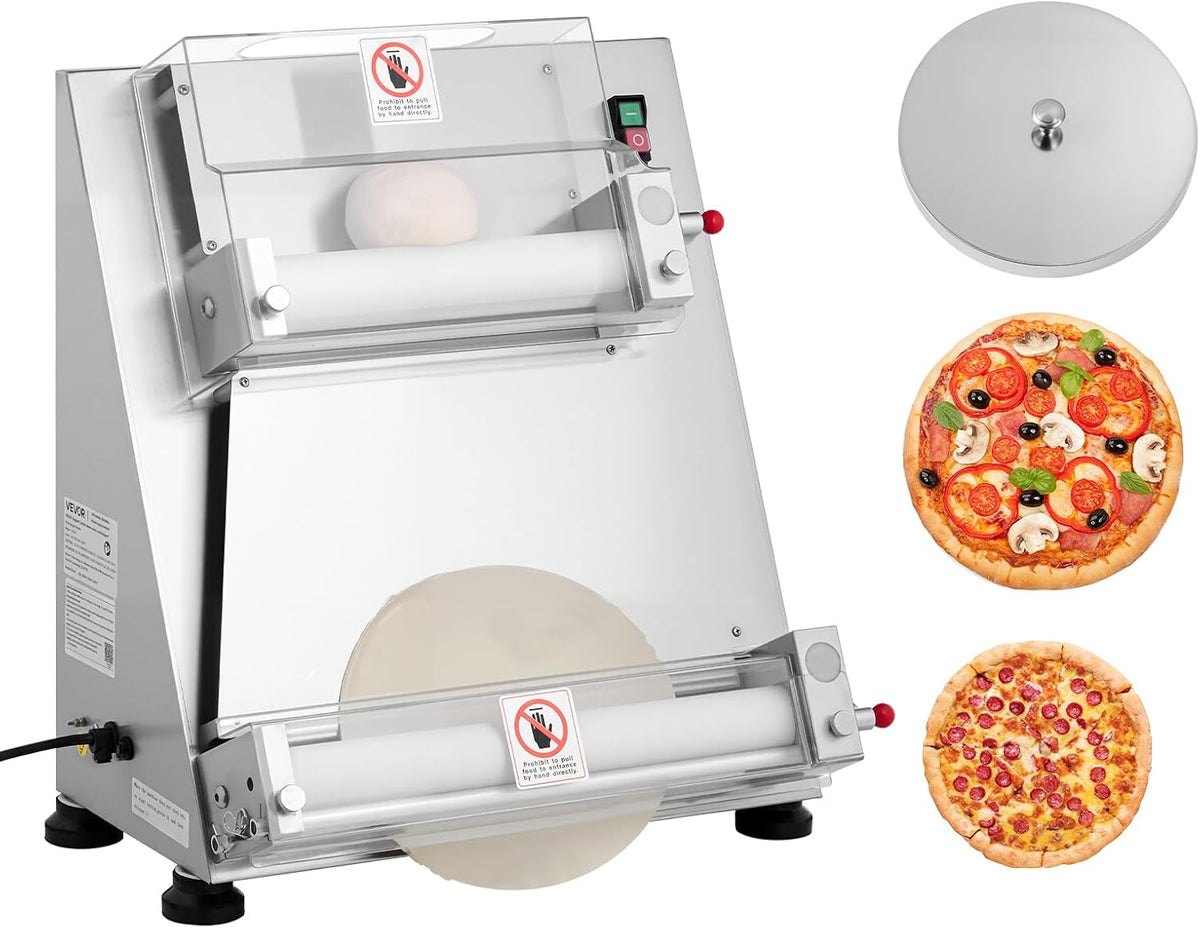 VEVOR Machines à pâtes, 20,9 x 20,5 x 25,2 pouces / 530 x 520 x 640 mm, 390 W, 40,6 cm, Argenté, Formeuse à pizzas 7