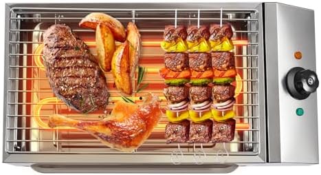 table de cuisson MJMLUCK, 110 V, 46 x 28, Argenté, Four de Cuisson Portable sans fumée, Plaque de Cuisson Portable en Acier Inoxydable