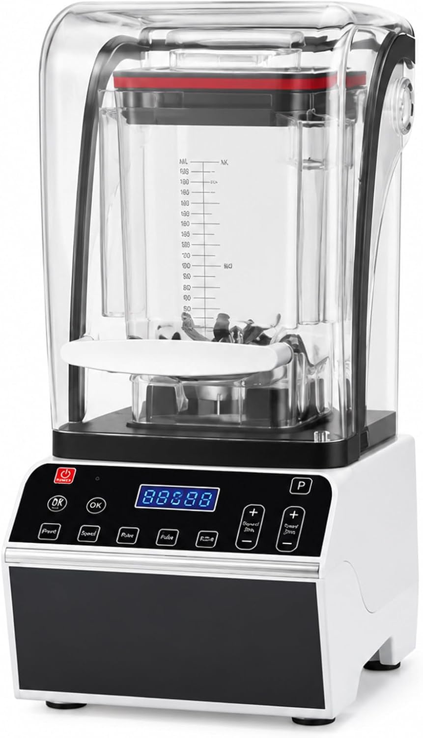 SHUMIAO blender, 450 × 260 × 215 mm / 17,9 × 10,2 × 8,46 po, 2,2 L, 2 200 W, 2200 W, 46000 tr/min, Noir, Professionnel Silencieux