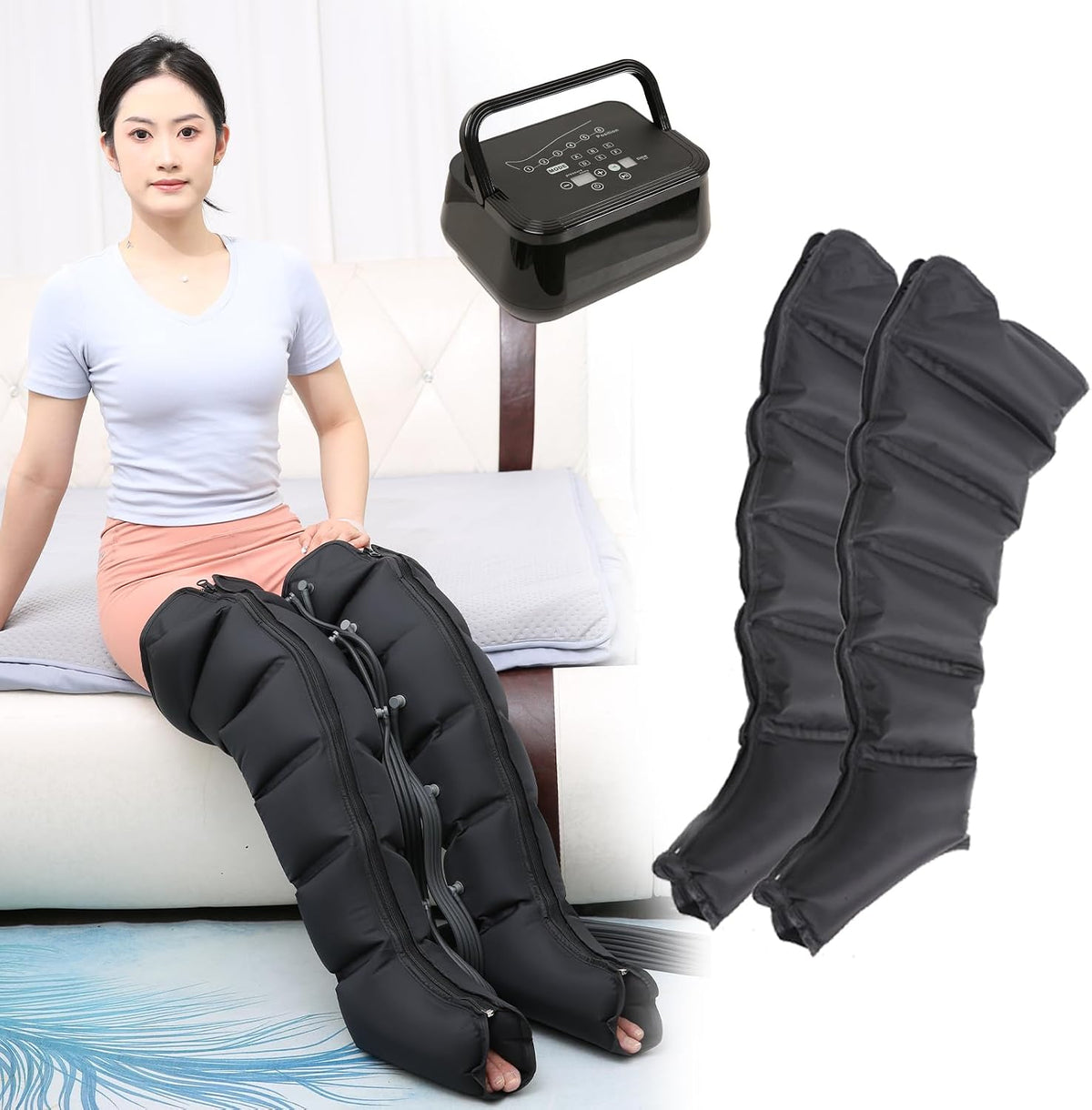 Masseur appareil de massage, 220 V 50/60 Hz, inférieur à 50 dB, Noir, de Jambes à Compression d'air électrique