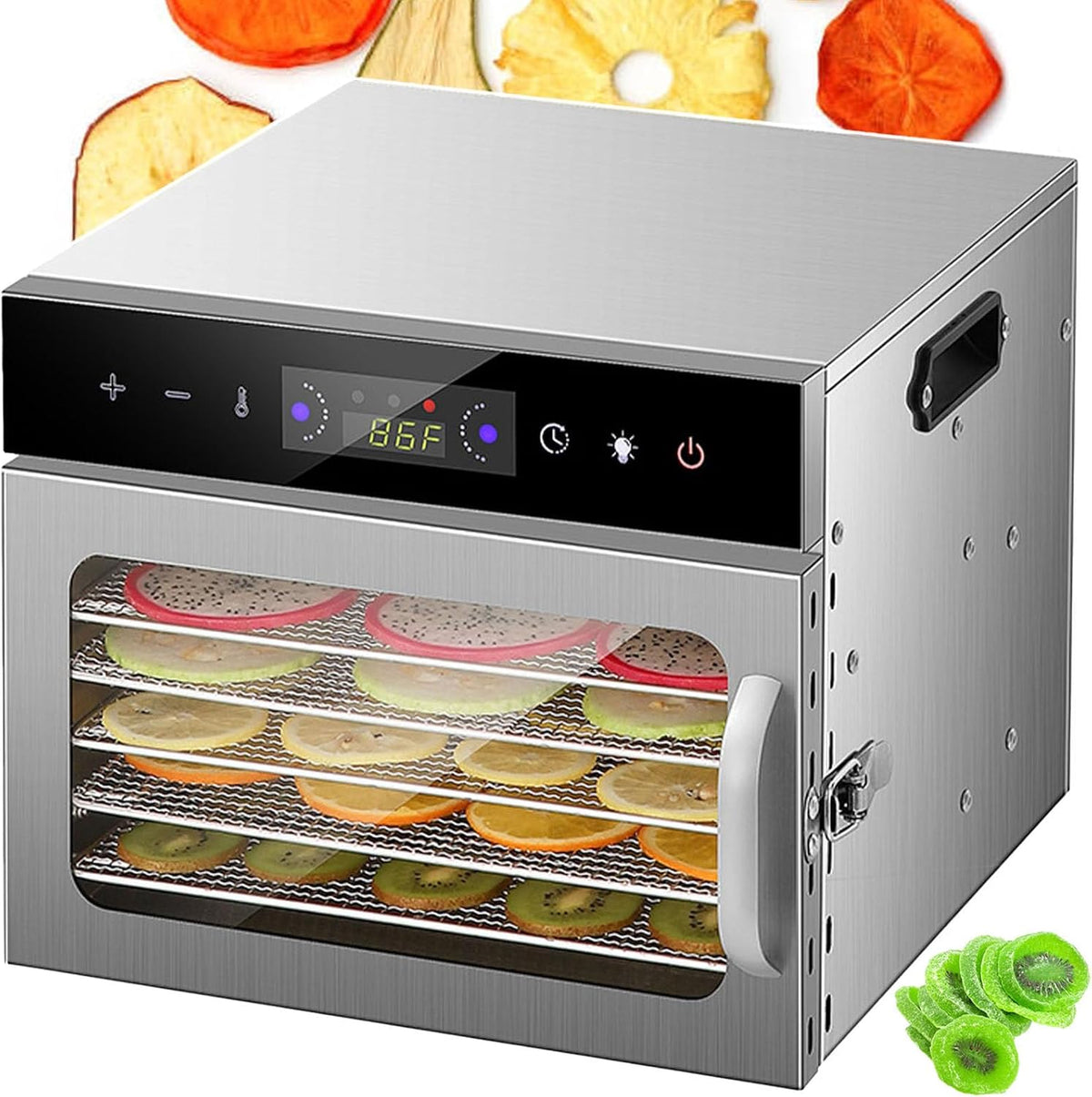 pealiritansemen déshydrateur alimentaire, Acier inoxydable, Argenté, Professionnel En Acier Inoxydable, Minuterie Tactile Et Température De 30 À 90 °C