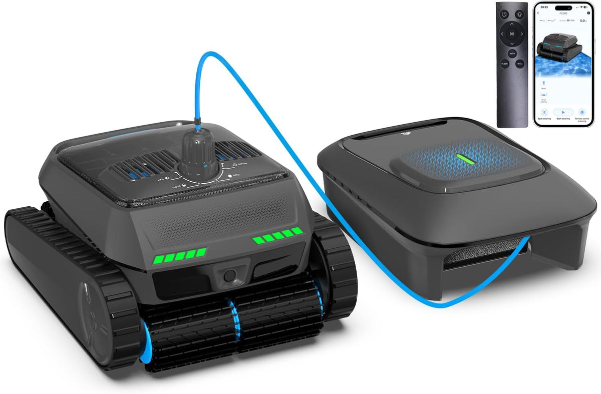 BOTLIFE Systèmes de nettoyage automatique, Noir, Robot Nettoyeur de Piscine sans Fil, Navigation Intelligente