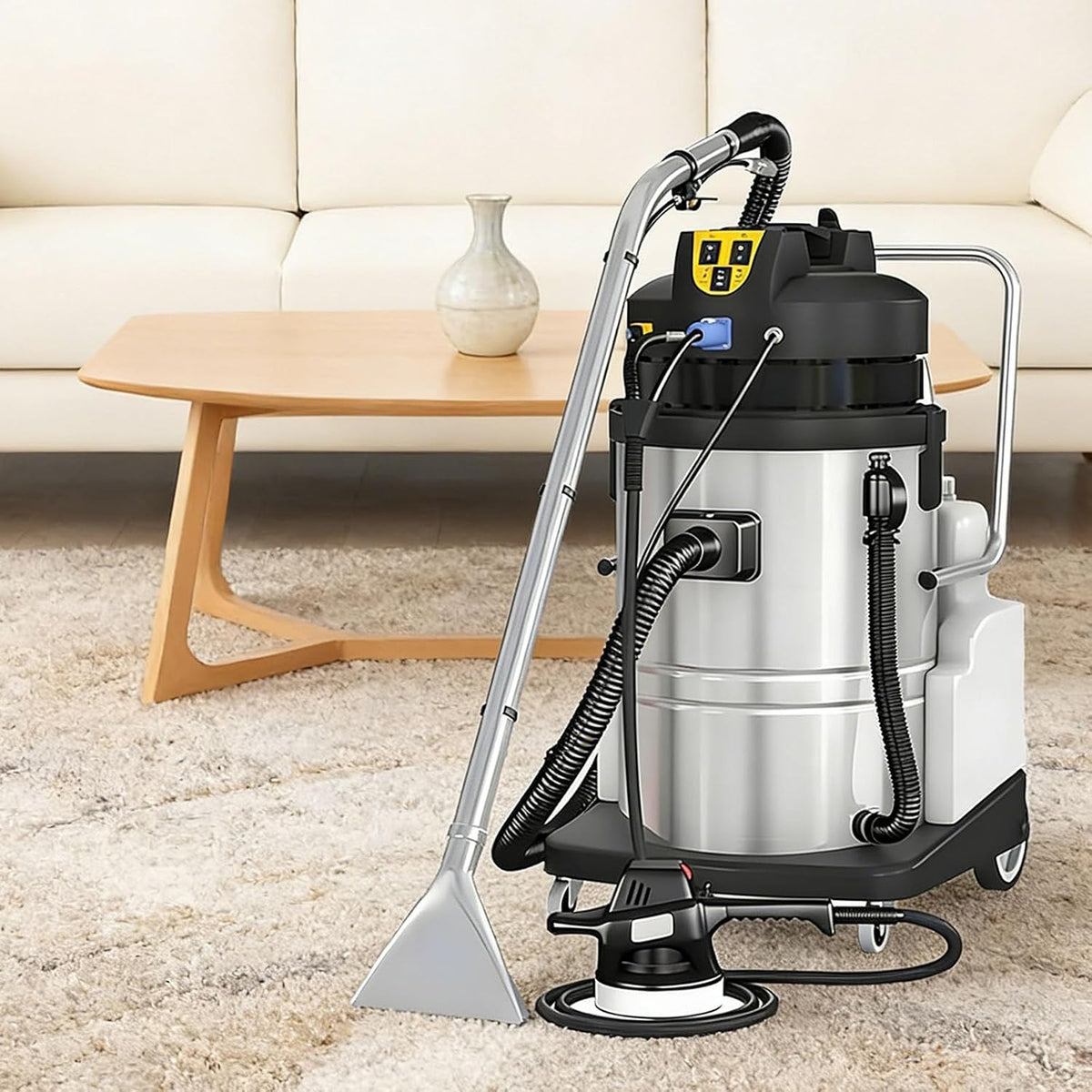 QianCruxtacy nettoyeur de tapis, 1034 W, 20 L, Gris, Et Sols Industriel Portable, Puissance D'aspiration De 230 Mbar