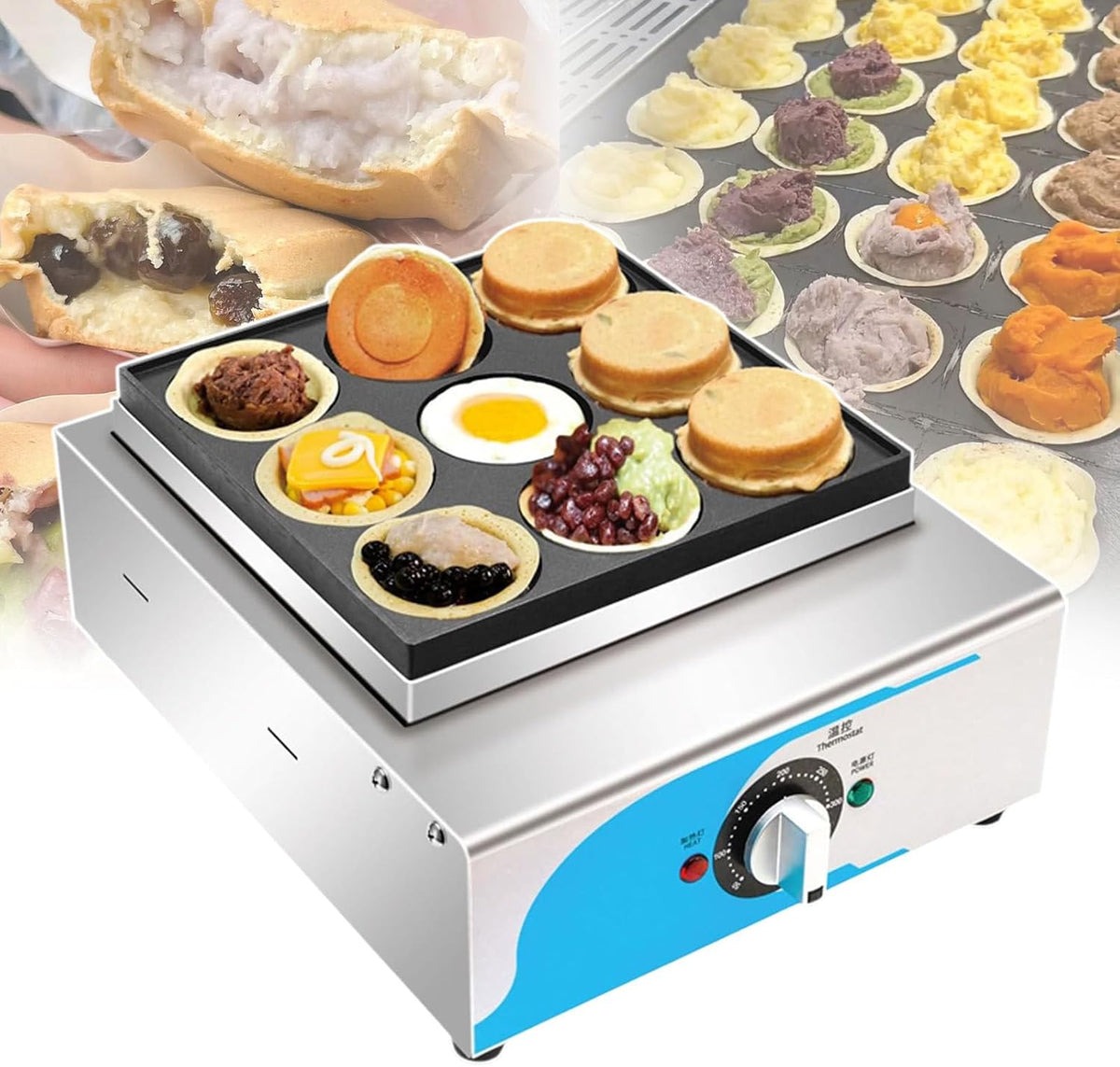 pealiritansemen Machines à gaufres et croques, tôle galvanisée + aluminium, Noir, Machine À Hamburger Aux Œufs Électrique Commerciale