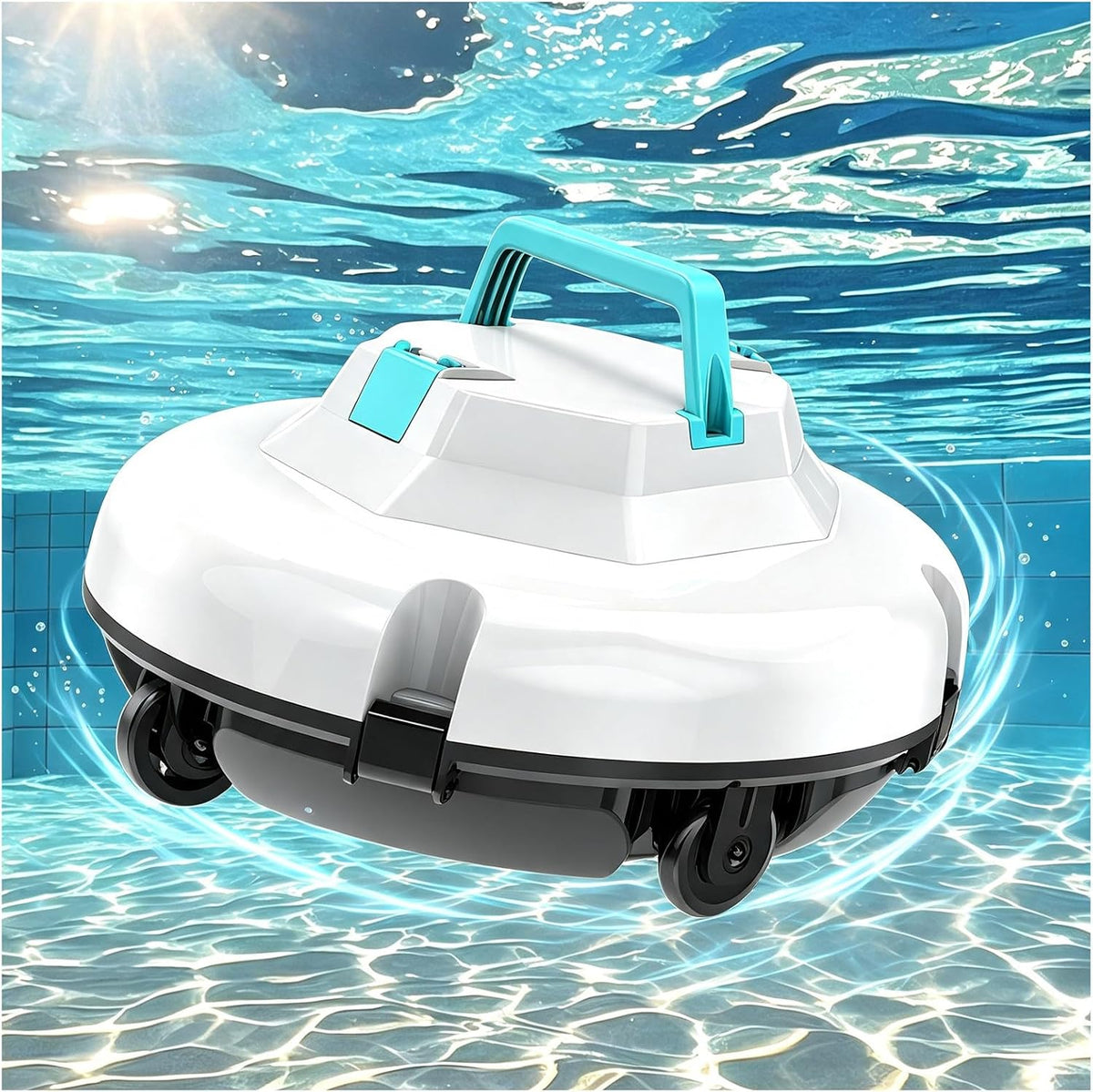 liuyunfeiGL Systèmes de nettoyage automatique, Noir, Robot nettoyeur piscine sans fil, batterie 120 min, double moteur