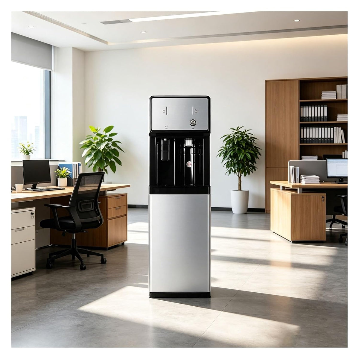 Distributeur fontaine à eau, Noir, Refroidisseur D'eau Sur Pied, Raccordement Au Réseau D'eau, D'eau Instantané Chaude